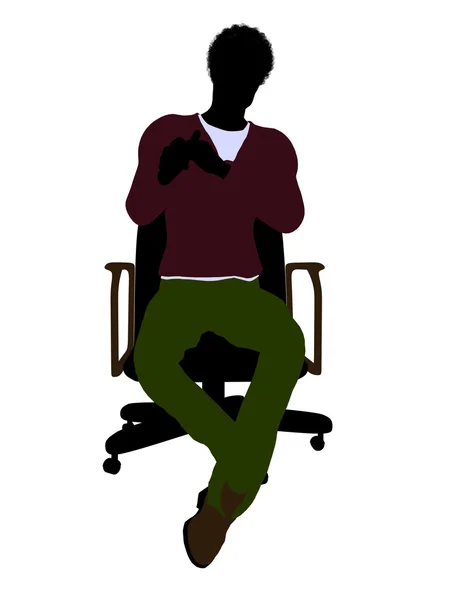 African american przypadkowy mężczyzna siedzi na krześle i — Zdjęcie stockowe