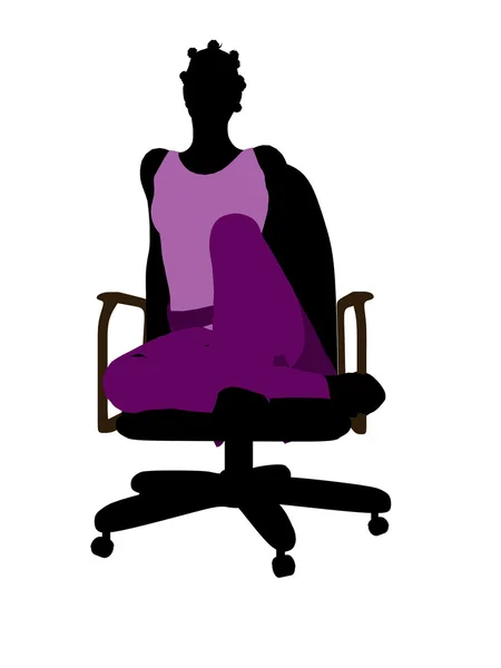 African American Casual Woman Sitting On A Chair — Stock Photo, Image