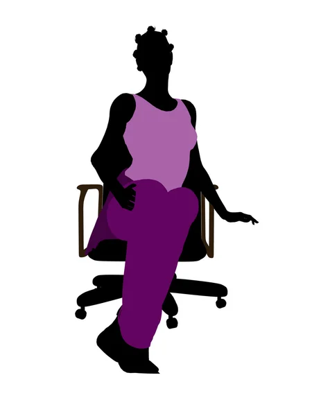 African american casual vrouw zittend op een stoel — Stockfoto
