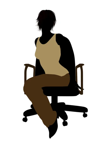 Casual Woman Sitting On A Chair Illustration Sil — Stock Photo, Image