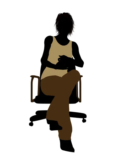 椅子の図の sil に座っているカジュアルな女性 — ストック写真