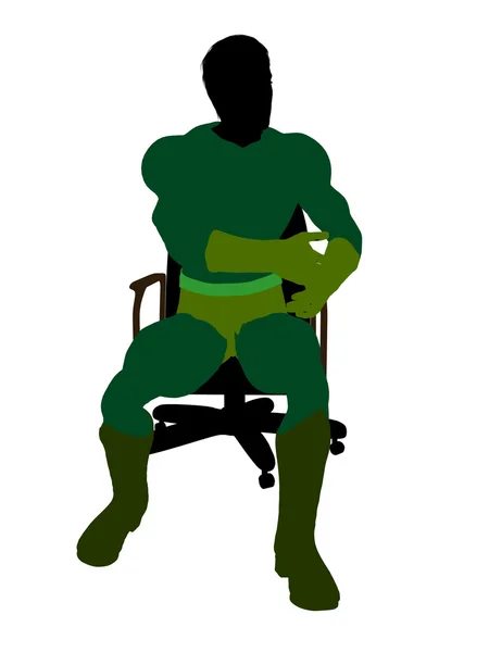 Mužské super hrdina sedí na židli ilustrace — Stock fotografie