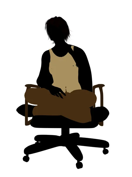 休闲女子坐在椅子上的插图 sil — 图库照片