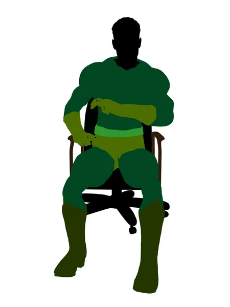 Manliga super hjälte sitter på en stol illustration — Stockfoto