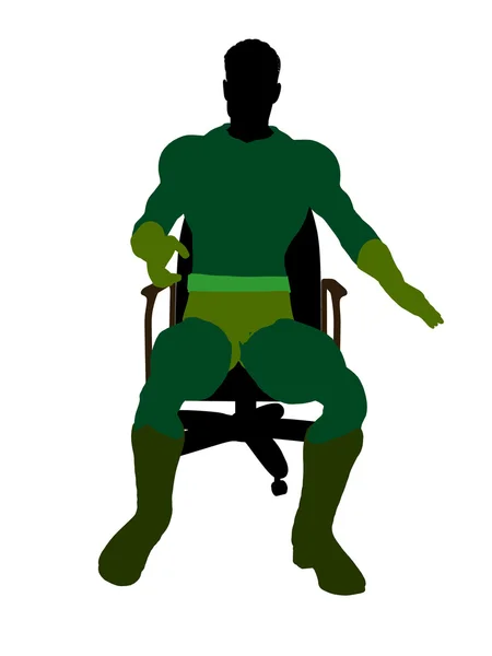 Hombre Super héroe sentado en una silla Ilustración —  Fotos de Stock