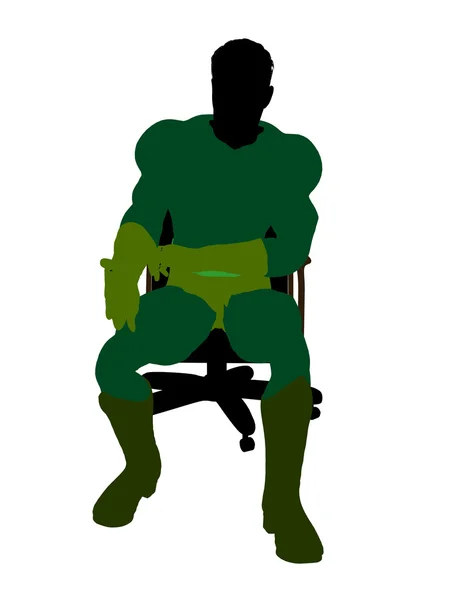 Male Super Hero Sitting On A Chair Illustration — Stock Photo, Image