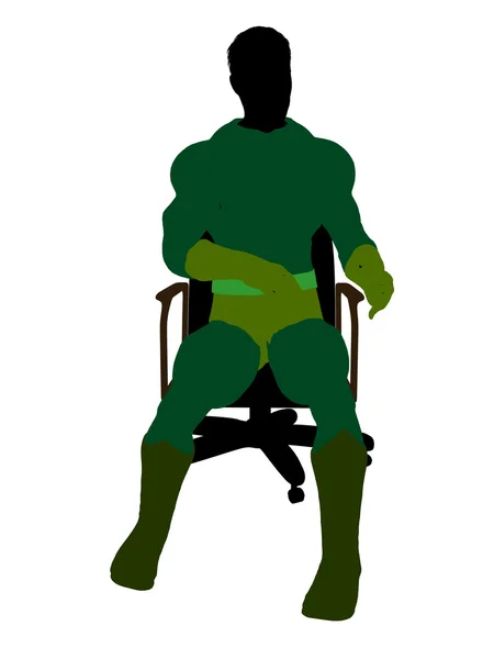 Mužské super hrdina sedí na židli ilustrace — Stock fotografie