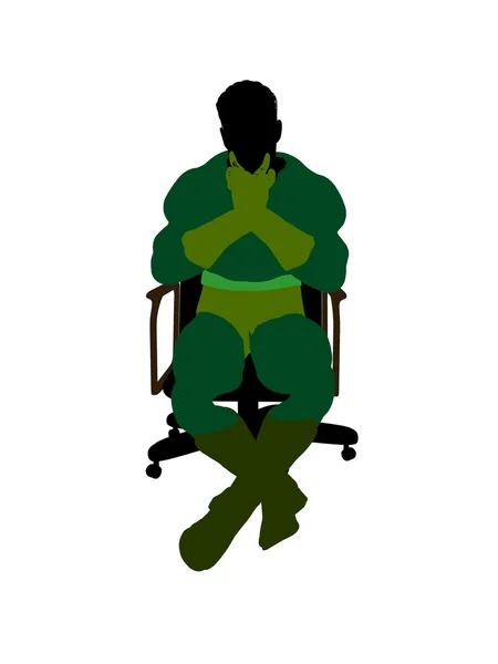 Mężczyzna super bohatera siedząc na krześle ilustracja — Zdjęcie stockowe