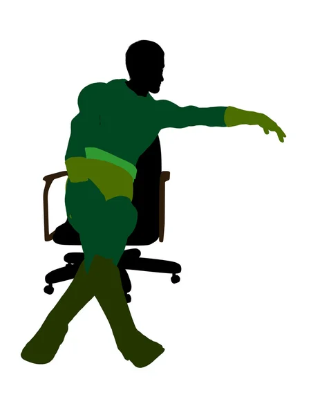Hombre Super héroe sentado en una silla Ilustración —  Fotos de Stock