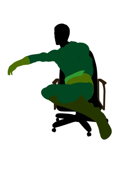 Hombre Super héroe sentado en una silla Ilustración — Foto de Stock