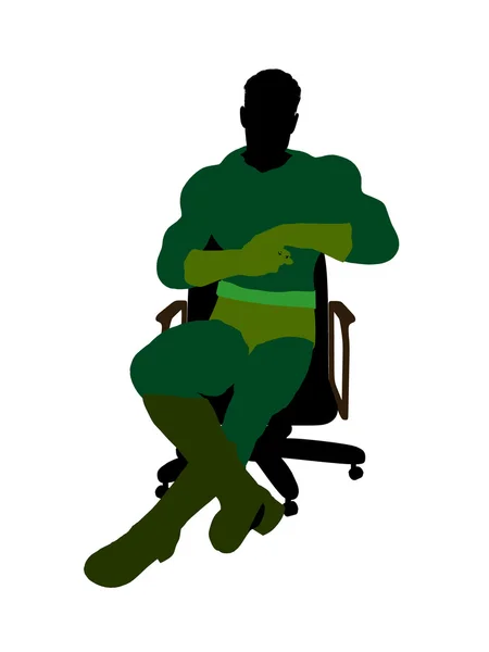 Mężczyzna super bohatera siedząc na krześle ilustracja — Zdjęcie stockowe