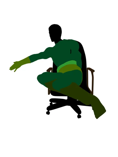 坐在椅子上图上的男性超级英雄 — 图库照片