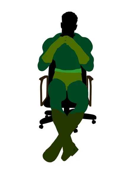 Maschio super eroe seduto su una sedia illustrazione — Foto Stock