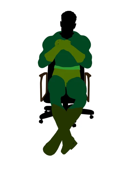 Pahlawan Super Pria Duduk Pada Kursi Ilustrasi — Stok Foto