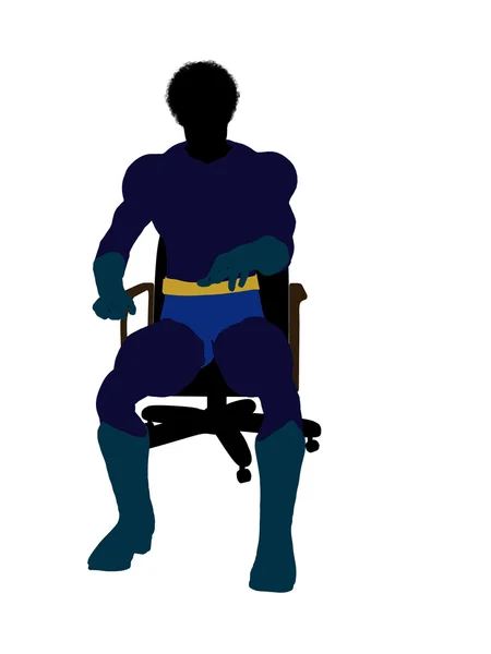 Афроамериканский супер-герой, сидящий на ЧМ — стоковое фото