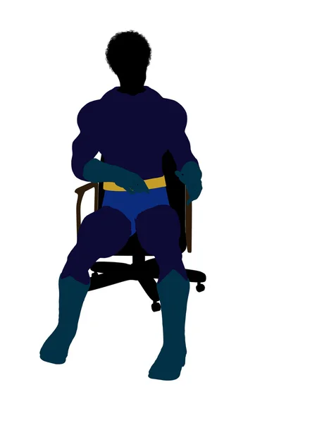 African American Male Super Hero Sitting On A Ch — Stock Photo, Image