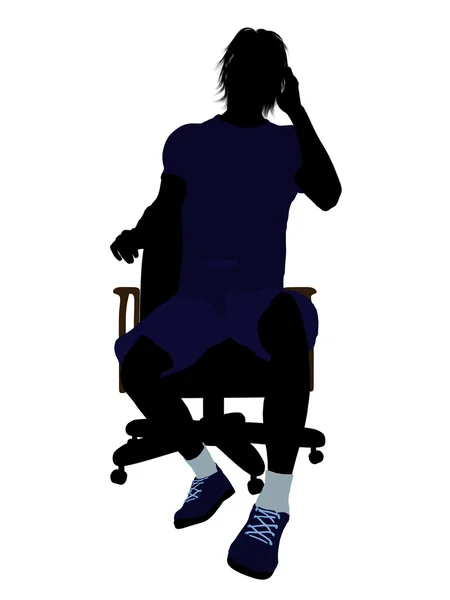 Giocatore di tennis maschile seduto in una sedia Illustrati — Foto Stock