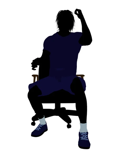 Male Tennis Player Sitting In A Chair Illustrati — Stock Photo, Image