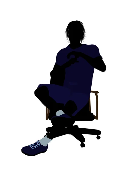 Bir sandalye illustrati oturan erkek tenisçi — Stok fotoğraf