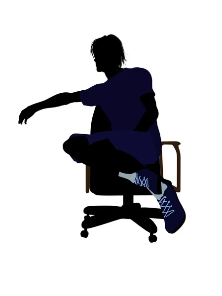 椅子のイラストに座っている男性のテニス プレーヤー — ストック写真