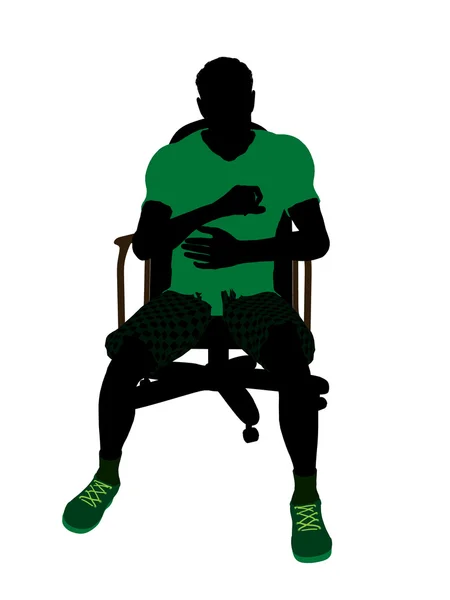 Jugador de tenis afroamericano sentado en un Chai — Foto de Stock