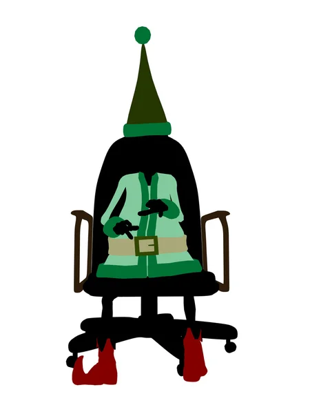 Elfo de Navidad sentado en una silla Silhouette Illu —  Fotos de Stock