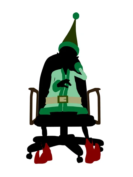 Weihnachtselfe sitzt in einem Stuhl Silhouette illu — Stockfoto