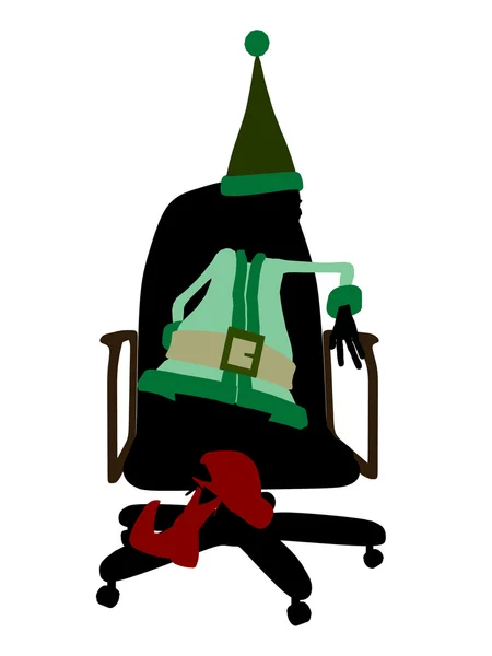 Weihnachtselfe sitzt in einem Stuhl Silhouette illu — Stockfoto