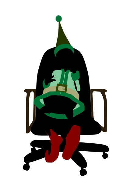 Elf Świętego Mikołaja siedząc w fotelu sylwetka pokazanego — Zdjęcie stockowe