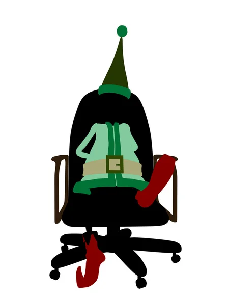 Різдвяний ельф сидить у стільці силует Illu — стокове фото