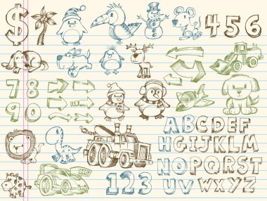 Mega doodle kroki vektör set