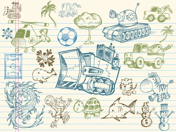Mega Doodle bosquejo conjunto de vectores — Vector de stock