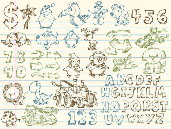 Mega Doodle bosquejo conjunto de vectores — Archivo Imágenes Vectoriales