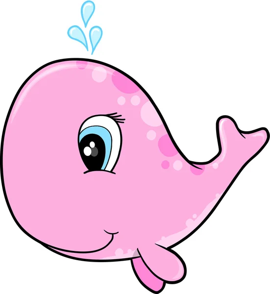 Cute Pink Whale Vector Illustration — Stock Vector
