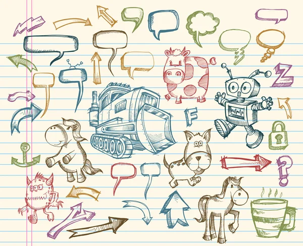 Ensemble de vecteurs de croquis Mega Doodle — Image vectorielle