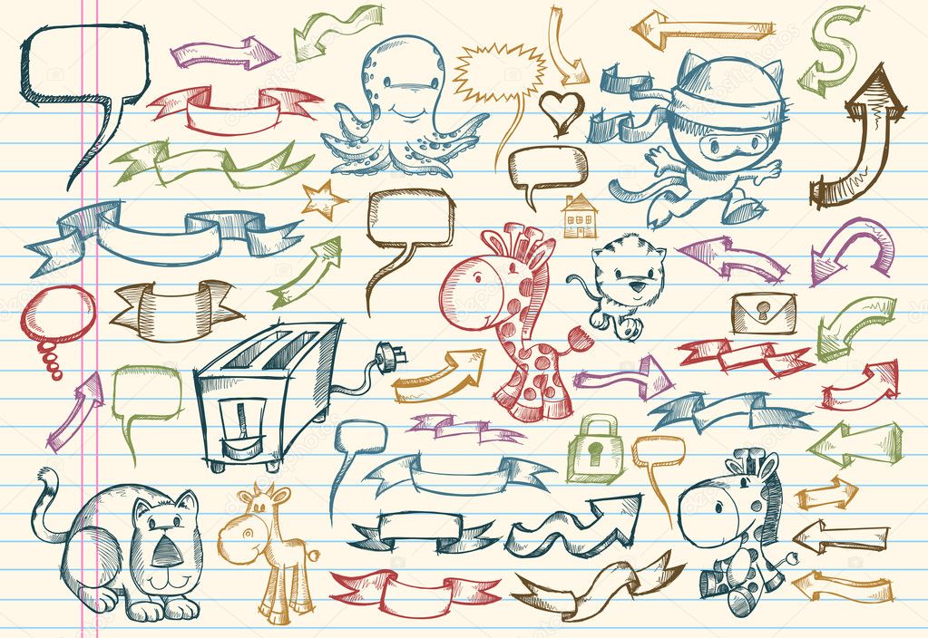 Mega Doodle Sketch Vector Set