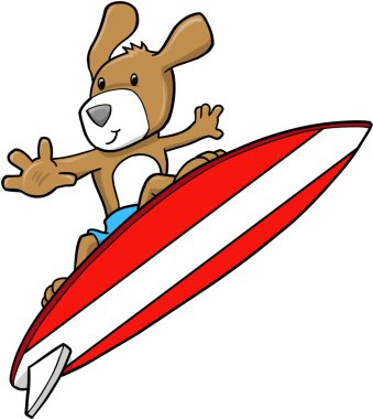 Cute Puppy Dog Surfing Vector clipart