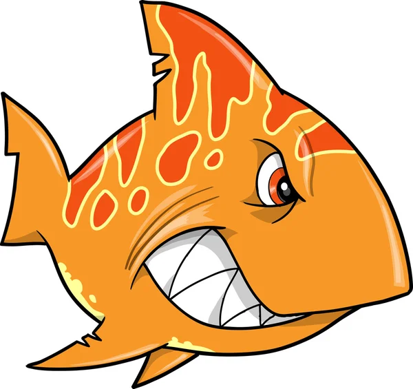 Orange Mean Shark Vector Illustration — Stock Vector