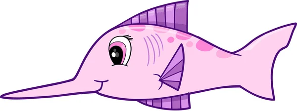 Ilustrasi Vektor Swordfish Pink Cute - Stok Vektor