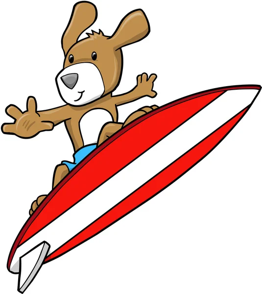 Niedlichen Welpen Hund Surf-Vektor — Stockvektor