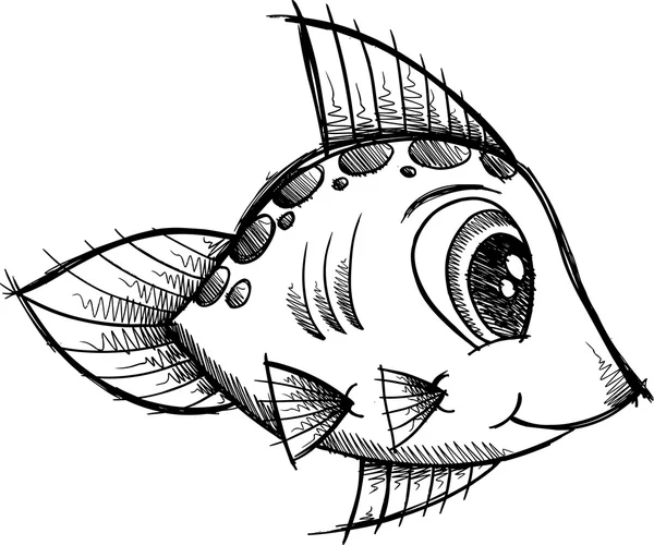 Balık doodle kroki vektör çizim — Stok Vektör
