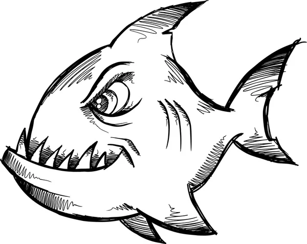 Doodle ilustración vectorial tiburón incompletos — Vector de stock