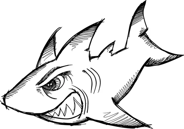 Doodle Sketchy shark Vector Illustrazione — Vettoriale Stock