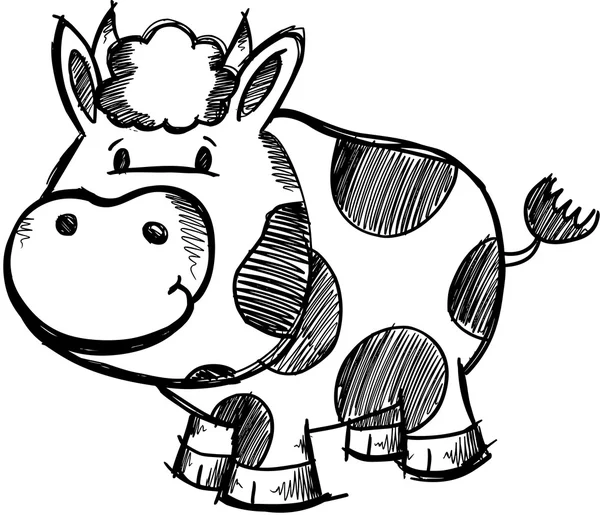 Vache Croquis vecteur de doodle — Image vectorielle