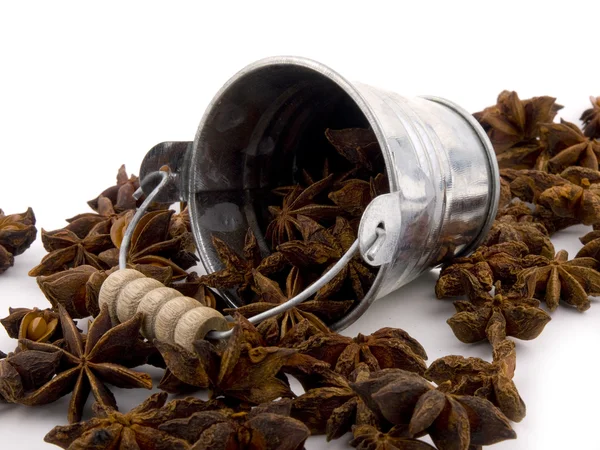 Aromatic anise in small bucket — Stock Photo, Image