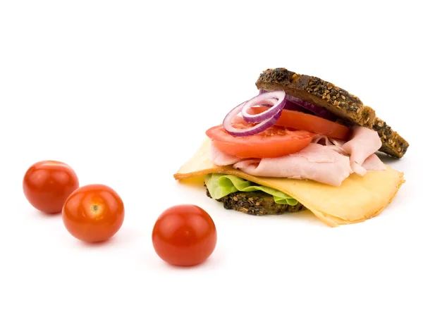 Hausgemachtes Sandwich auf weißem Hintergrund — Stockfoto