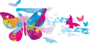 Butterflies and line brushes clipart