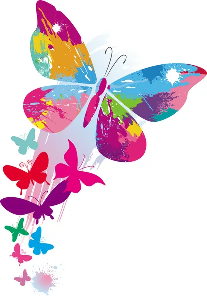 Schmetterlinge und Pinsel — Stockvektor