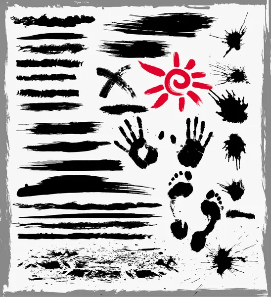 Grunge 画笔和设计元素集 — 图库矢量图片