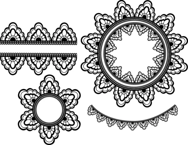 Set of vector lace elements — Stock Vector